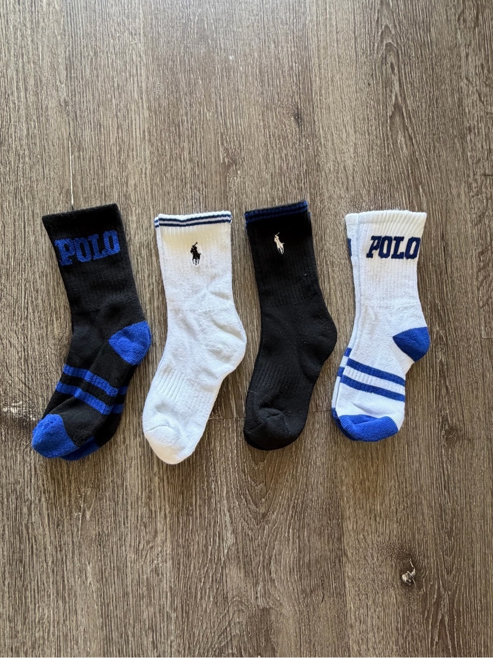 Polo by Ralph Lauren Black, White & Blue Athletic Crew Socks 4-Pack